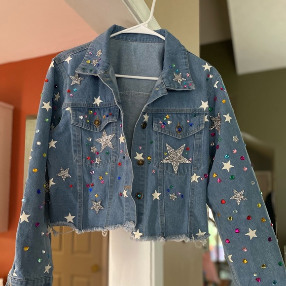 Eras Tour Glitter Karma Cropped Jean Jacket - Picture 6 of 7